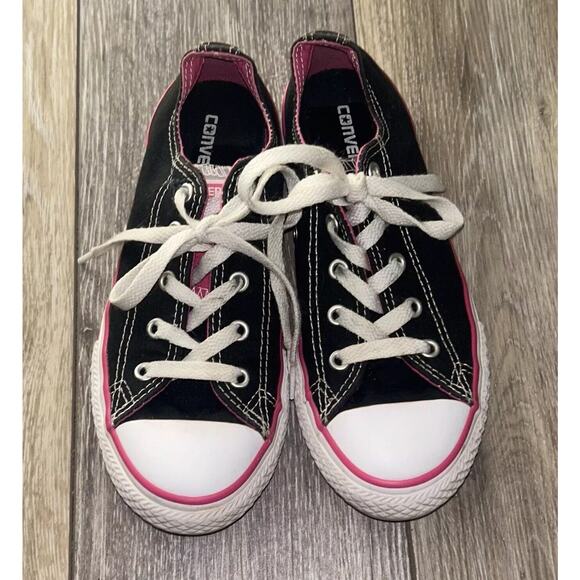 Converse Chuck Taylor All Star Youth US Size 2 Black Pink Sneaker Shoes 654365F - Picture 4 of 10